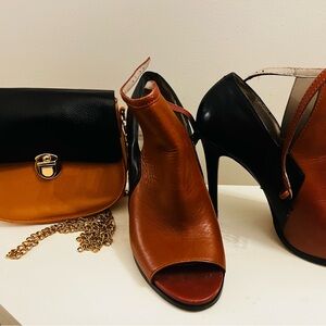 Elegant Dark Carmel and Black Women's Heels